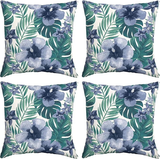 Arden Outdoor Toss Pillow, 4-Pack, 16x16, Salome Tropical | Indoor/Outdoor Décor, Set of 4, 16 x 16, Rain-Proof, Fade Resistant, Mold and Mildew Resistant