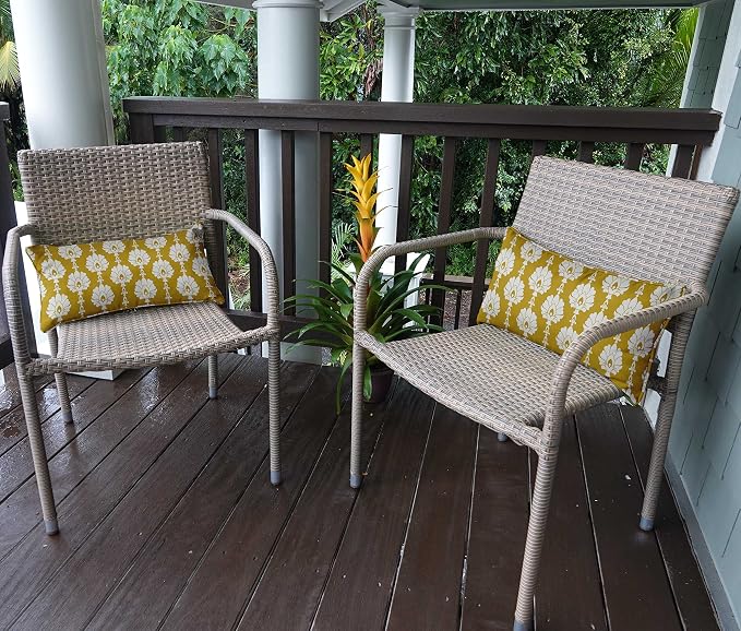 Indoor/Outdoor Polyester Fabric Lumbar Pillow Cover, All-Weather Waterproof Rectangular Cushion Case for Patio Furniture, 12 x 24 Set of 2 - Block-24