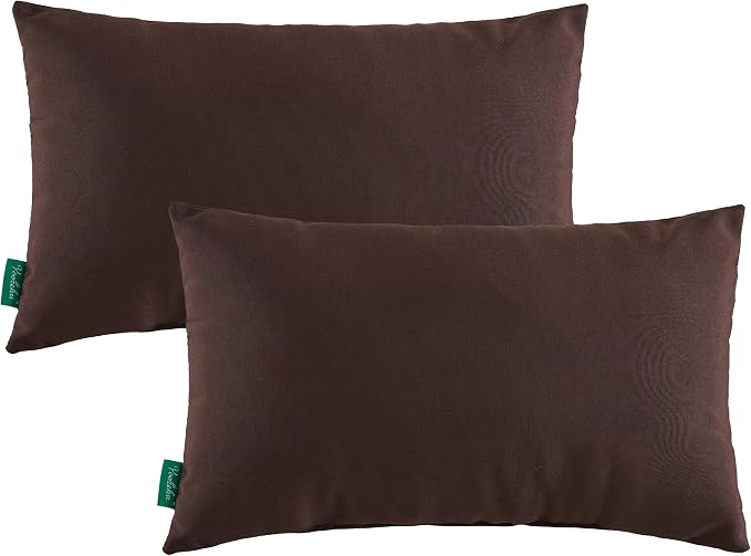 Indoor Outdoor Lumbar Pillows,Waterproof Outdoor Pillows Set of 2 for Patio Furniture,12×20 Inch,Coffee