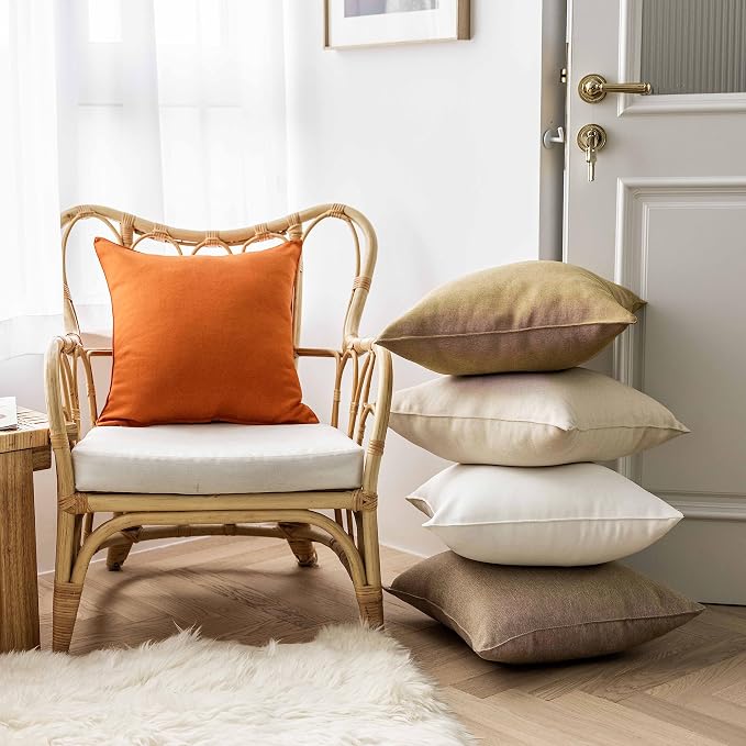 Home Brilliant Rectangle Pillow Cover 12x20 Linen Pillow Covers Waterproof Outdoor Throw Pillows for Patio, 30x50 cm, Set of 4, Creamy Linen
