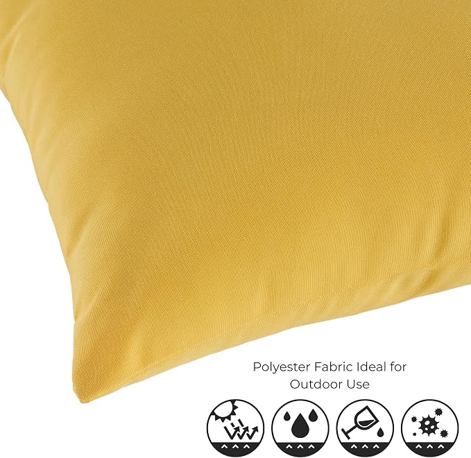 Set of 2 Outdoor Throw Pillows 19 x 12 Inch – Reversible Rectangle Patio Accent Pillows – Weather-Resistant Polyester Fabric – Eco-Friendly Recycled Polyfiber Fill – Sunbeam