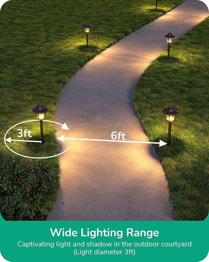 EDISHINE Low Voltage Landscape Lighting 12V 3W 120LM with Connectors 10Pack | Seed Glass, 3000K Warm White, ORB Waterproof Electric LED Landscape Path Lights for Walkway Garden Yard