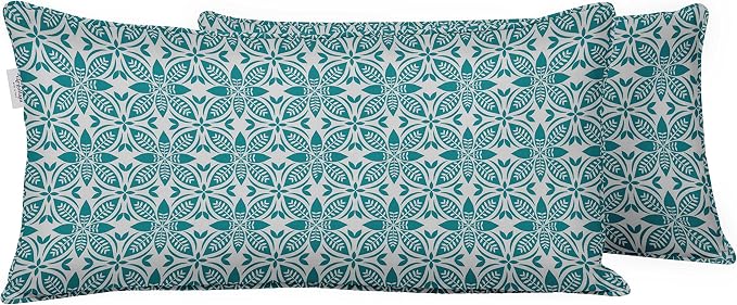 Indoor/Outdoor Polyester Fabric Lumbar Pillow Cover, All-Weather Waterproof Rectangular Cushion Case for Patio Furniture, 12 x 24 Set of 2 - Florals-49