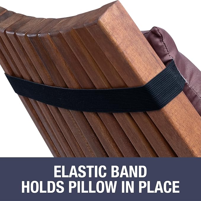 CleverMade Tamarack Pillow for Patio Furniture; Comfortable, Soft Outdoor Pillow with Adjustable Strap to Fit Most Wooden Folding Chairs, 2 Pack, Mocha