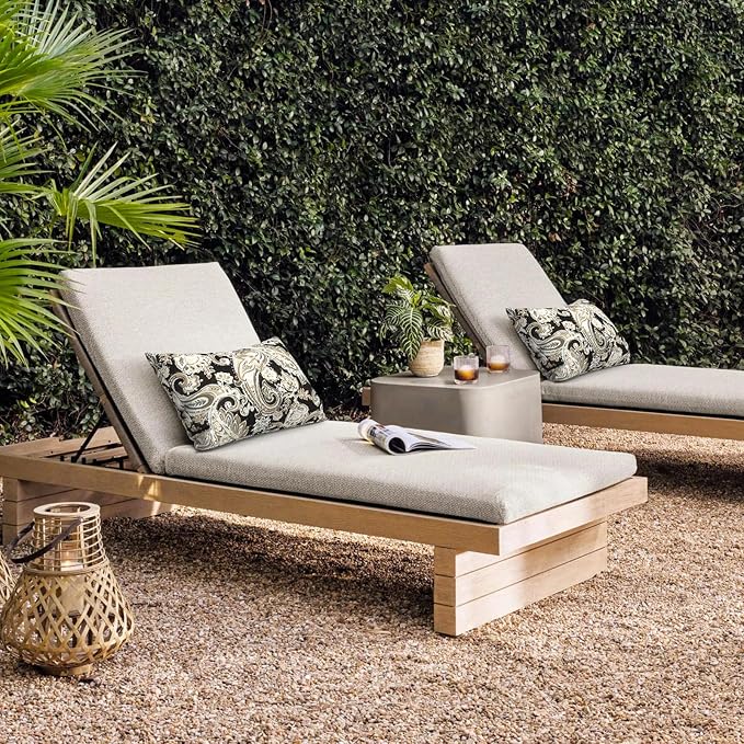 DYTXIII Pack of 2 Waterproof Outdoor Lumbar Pillow with Inserts, 12x20 in Rectangle Decorative Patio Throw Pillow for Home, Sofa,Bench and Patio Furniture, Paisley Black