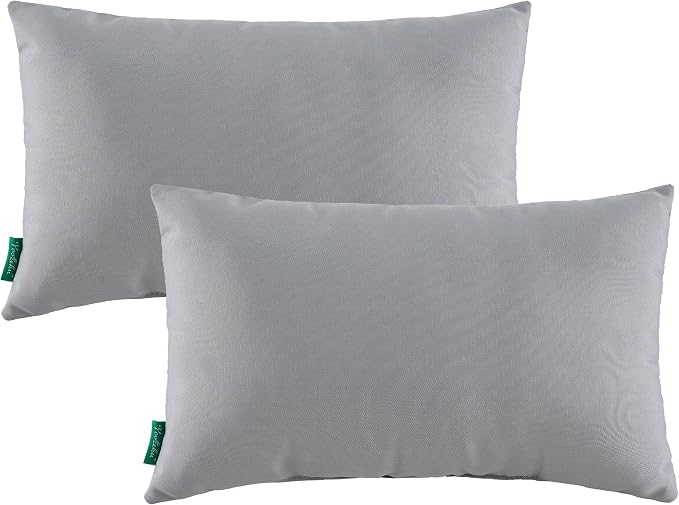 Indoor Outdoor Lumbar Pillows,Waterproof Outdoor Pillows Set of 2 for Patio Furniture,12×20 Inch,Grey