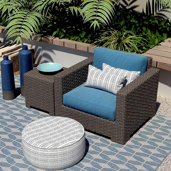 LVTXIII Outdoor Pillow Covers 12” x 20” Patio Lumbar Pillwo Cases Decorative Throw Pillowcase Shell for Couch Garden Furniture Use, Herringbone Black White, 2 Pack