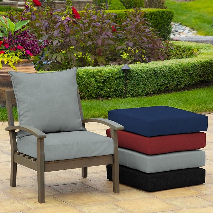 Arden Deep Seat Outdoor Chair Cushion Set (2-Pack), 24 in x 24 in, Weather-Proof, Rain-Proof, Fade Resistant Patio Cushion Set for Chair, Sofa, and Couch Stone Grey Leala | Outdoor Sofa, Couch, Conversation Set, Weather-Proof, Rain-Proof, Fade Resistan...