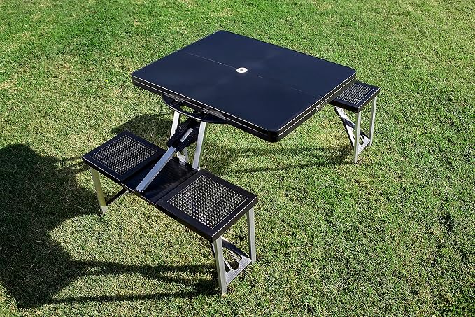 PICNIC TIME NFL Picnic Table Portable Folding Table with Seats and Umbrella