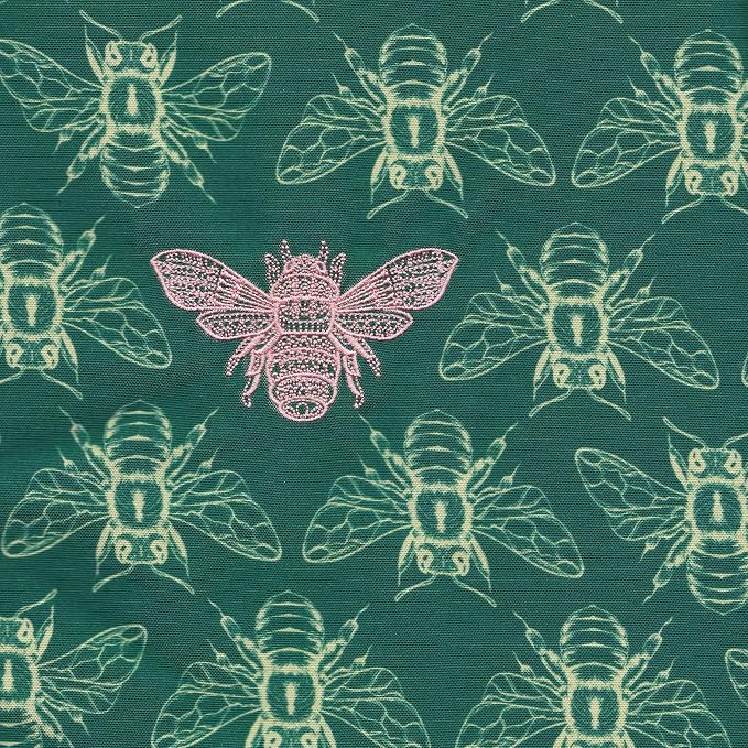 Honeycomb Indoor/Outdoor Lumbar Pillow for Patio Furniture, 20 x 12 | Royalty Green Embroidered Bumble Bee Throw Pillow, Water & Fade Resistant for Patio Furniture Set
