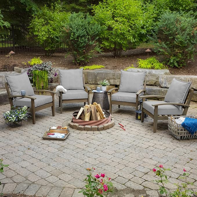 Arden Outdoor Deep Seat Cushion Set, Foam, 4-Pack, 24x24, Woven Texture | Olefin Fabric, Sofa, Couch, Conversation Set, Premium High-Density Foam, Never Flattens, Mold and Mildew Resistant