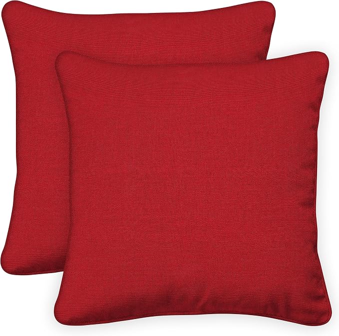 Honeycomb Outdoor Square Toss Pillow Covers, 18 x 18, 2-Pack | Textured Solid Imperial Red Slipcovers, Water & Fade Resistant for Patio Furniture Set, Cover Only, No Insert