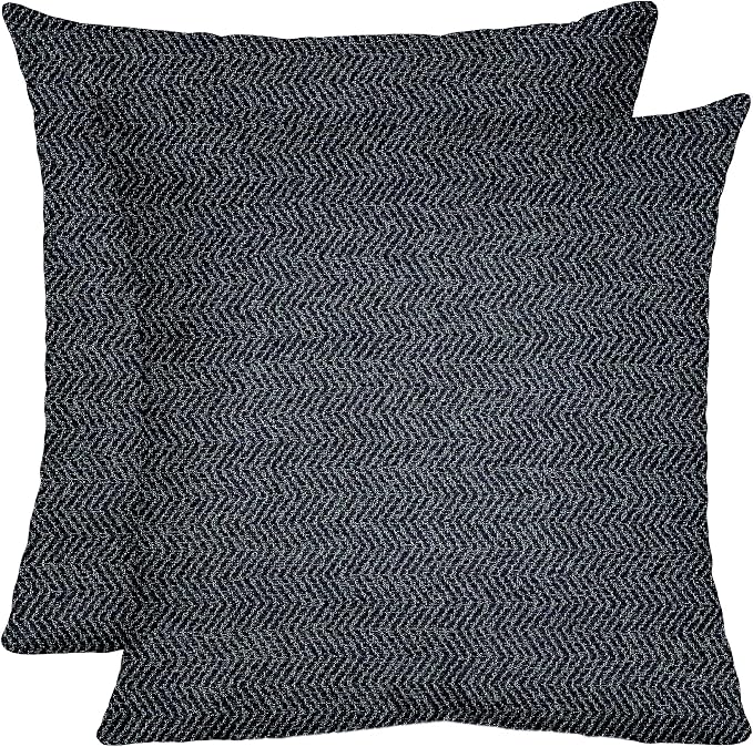 RSH DECOR: Sunbrella Square Throw Pillows Set of 2 | 17" x 17" | Water & Fade-Resistant Performance Fabric | Outdoor Pillow Covers with Down-Alternative Inserts | Made in USA (Calder Midnight Indigo)