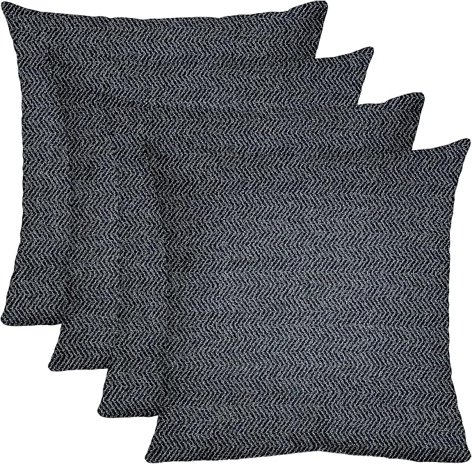 RSH DECOR: Sunbrella Square Throw Pillows Set of 4 | 24" x 24" | Water & Fade-Resistant Performance Fabric | Outdoor Pillow Covers with Down-Alternative Inserts | Made in USA (Calder Midnight Indigo)