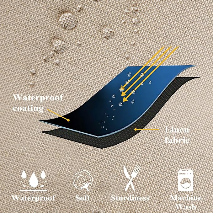 Home Brilliant Linen Pillow Covers 16x16 Waterproof Outdoor Pillows for Patio Pillow Covers, 16 inch, 40 cm, 4 Pcs, Light Linen