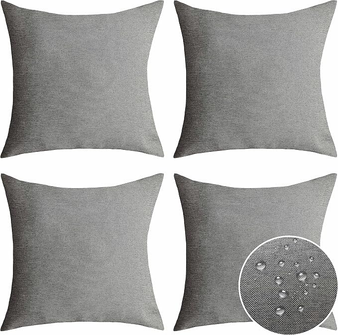 Home Brilliant Outdoor Euro Shams Set Throw Pillows Covers 20x20 Grey Couch Pillow Covers Decorative Pillowcase, 20inch, 50cm, Pack of 4, Light Grey