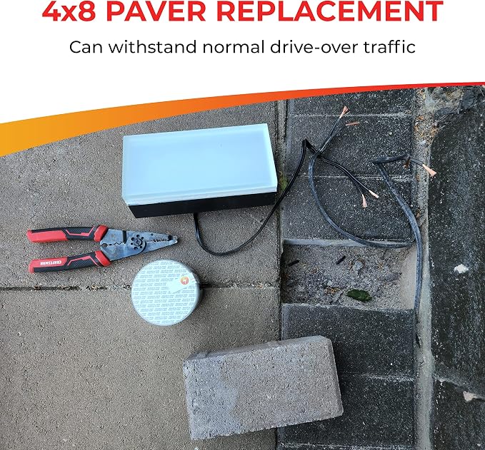 LUMENGY Paver Light 4x8 Inch (3.93x7.87), 2700K Warm White, Glare-Free Brick Lighting for Driveways, Walkways, Pool Decks and Patios, 12V Hardwired, IP67 Waterproof, Drive-Over Rated