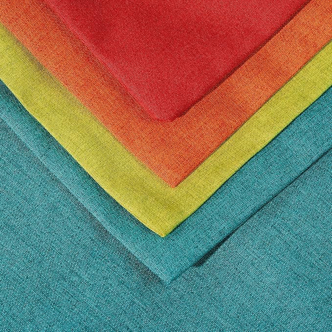 Pack of 4 Decorative Outdoor Waterproof Throw Pillow Covers ONLY Square Garden Cushion Cases for Patio, Couch, Tent and Sofa, 18 x 18 Inches, (Yellow, Red, Orange, Blue-Green)