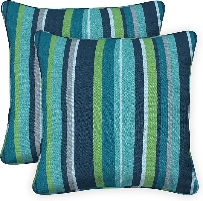 Honeycomb Outdoor Square Toss Pillow Cover Set, 18" W x 18" L, Stripe Poolside Slipcovers
