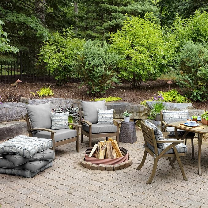 Arden Outdoor Deep Seat Cushion Set, 2-Pack, 24x24, Paloma Woven Texture | SDP Fabric, Outdoor Sofa, Couch, Conversation Set, Weather-Proof, Rain-Proof, Mold and Mildew Resistant