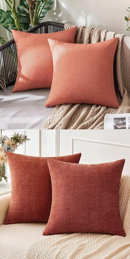 MIULEE Pack of 4 Decorative Outdoor Solid Waterproof Throw Pillow Covers Chenille Pillow Covers