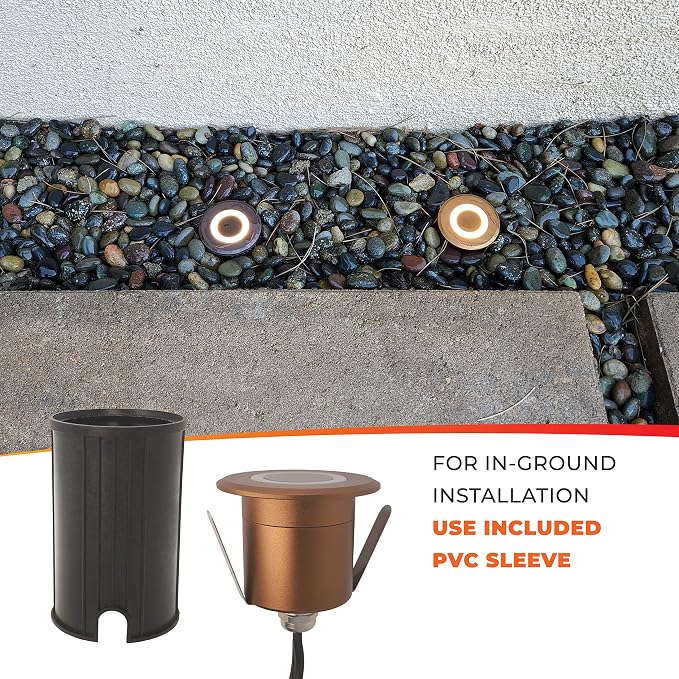 LUMENGY LED In-Ground Paver and Deck Light with Patented Ring Light Effect, 1W, 12V Low Voltage, IP67 Waterproof, for Decks, Driveways, Patios, Steps and Paver Surfaces, Brown Finish, 6 Pack