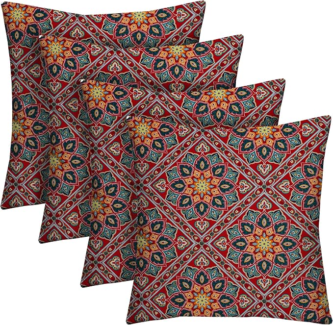 RSH DECOR Square Throw Pillows Set of 4, 20" x 20", Outdoor Pillows Waterproof, Outdoor Pillow Covers, Pillow Covers for Couch, Medlo Sonoma Made in USA