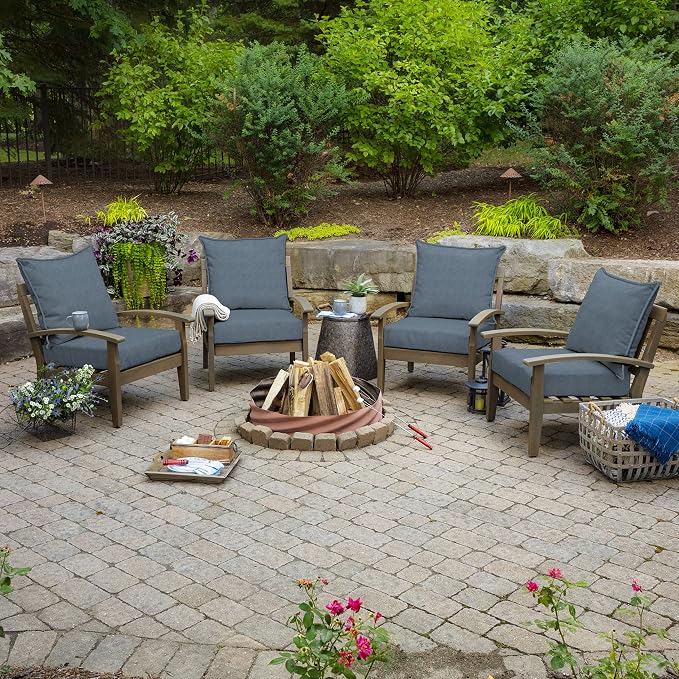 Arden Outdoor Deep Seat Cushion Set, Foam, 24x24, Denim Alair | Olefin Fabric, Sofa, Couch, Conversation Set, Premium High-Density Foam, Never Flattens, Mold and Mildew Resistant