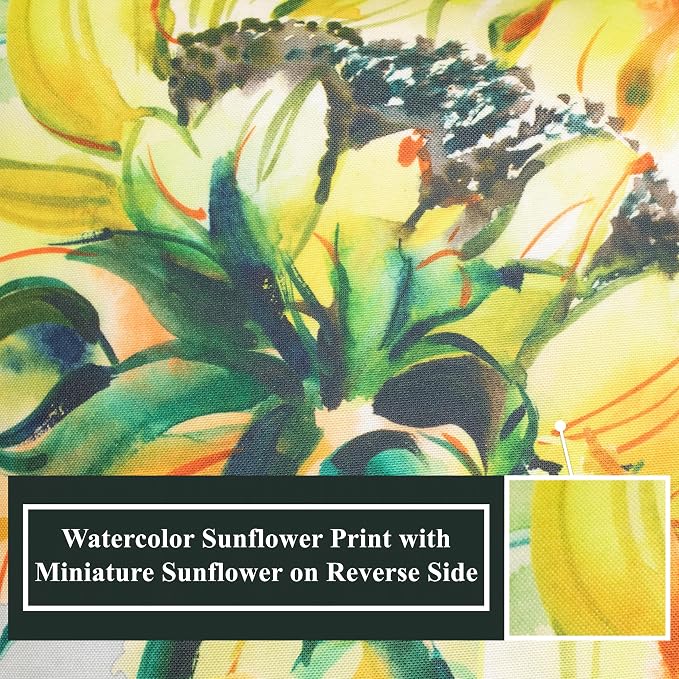 Edie At Home Watercolor Sunflower Square Decorative Throw Pillow for Patio Furniture, Sofa, Chair, or Bedroom, Reversible, Indoor and Outdoor Collection, 26 x 26 inches, Navy