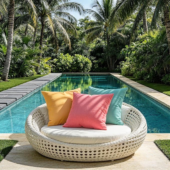 Outdoor Pillow Covers Waterproof Cushion Covers Patio Pillows Case 2 Pack | 18x18inch, Solid, Seamless, Hidden Zipper,Pecet for Porch Decoration,Patio Furniture,Outdoor Couch, Balcony,Garden Bench