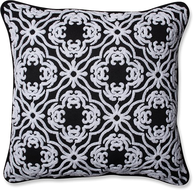 Pillow Perfect Trellis Indoor/Outdoor Throw Pillows, 1 Count, Large - 18.5 x 18.5, Black Allee