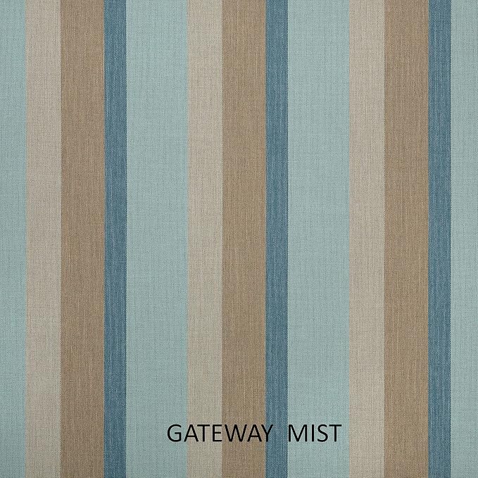 1101 Design Indoor/Outdoor Sunbrella Lumbar Pillows, Set of 2, 12 x 24, Blue & Taupe Stripes