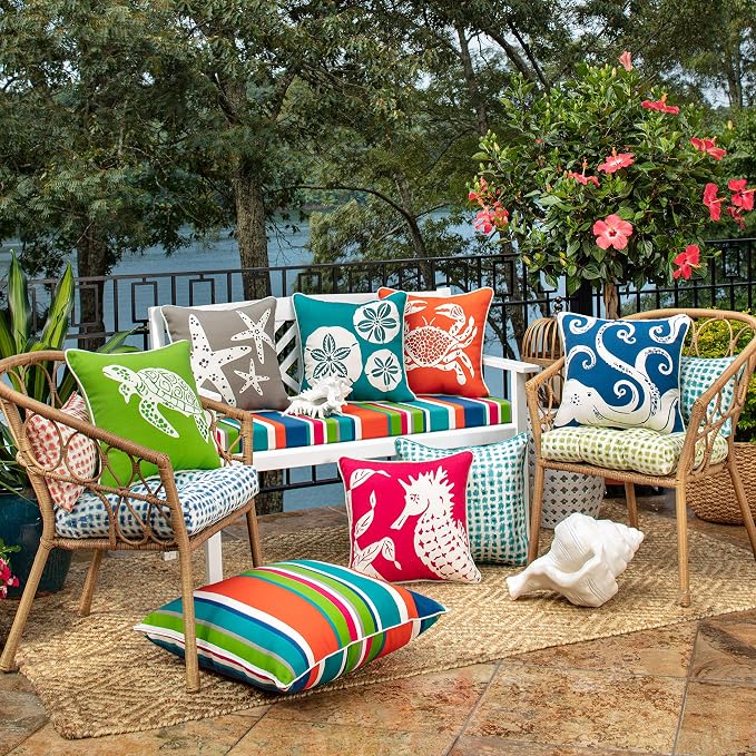 Pillow Perfect Outdoor/Indoor Throw Pillow, Large - 18.5" x 18.5", Blue Ollie Octopus