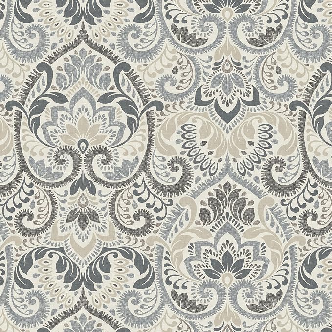 Arden Outdoor Toss Pillow, 16x16, Neutral Damask | Indoor/Outdoor Décor, Rain-Proof, Fade Resistant, Mold and Mildew Resistant