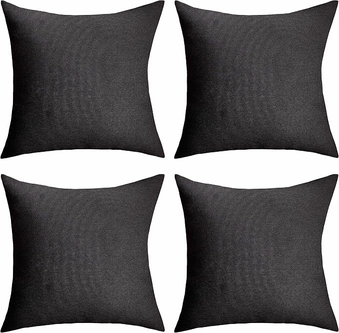 Home Brilliant Waterproof Pillows Black Outdoor Pillow Covers Decorative Throw Pillow Cases 20x20 Inches, 50 x 50cm, Set of 4, Black