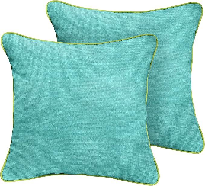 Sorra Home x Sunbrella - Square Pillows (Set of 2), Canvas Aruba Blue & Macaw Green