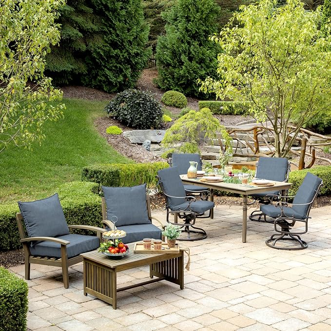Arden Outdoor Deep Seat Cushion Set, Olefin Fabric, 24x24, Denim Alair | Woven Outdoor Fabric, Outdoor Sofa, Couch, Conversation Set, Water Repellent, Fade Resistant, Mold and Mildew Resistant