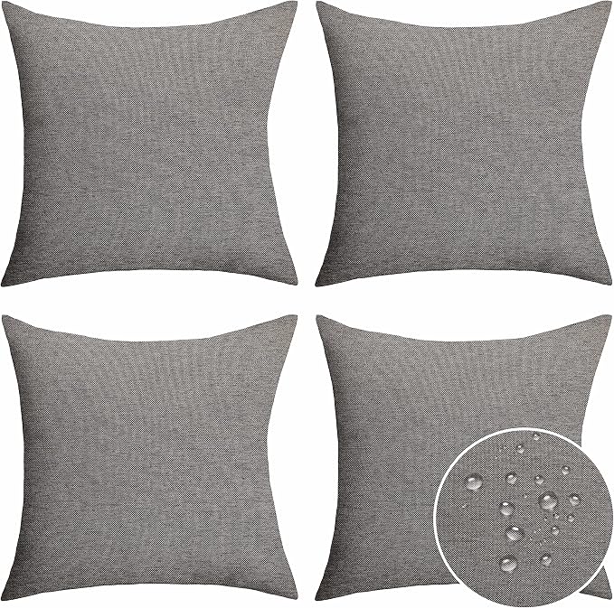 Home Brilliant Decorative Pillow Covers 18x18 inch Outdoor Pillows for Patio Furniture Waterproof Compatible with Sunbrella Throw Pillow Covers, 45 cm, Charcoal Gray