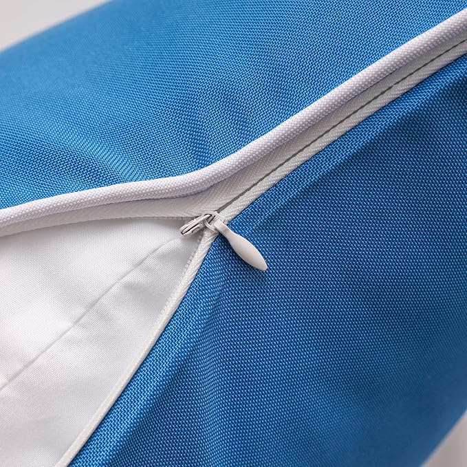 Phantoscope Pack of 2 Outdoor Waterproof Solid Throw Decorative Pillow Cover Decorative Square Outdoor Pillows Cushion Case Patio Pillows for Couch Tent, Blue 18x18 inches 45x45 cm