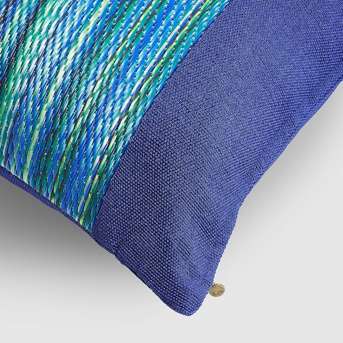Fab Habitat Indoor/Outdoor Throw Pillow Made from Recycled Polyester Yarn - Double Sided, Stain Resistant, Machine Washable - Bohemian - Patio, Deck, Porch, Living Room - Cancun - Blue - (20" x 20")