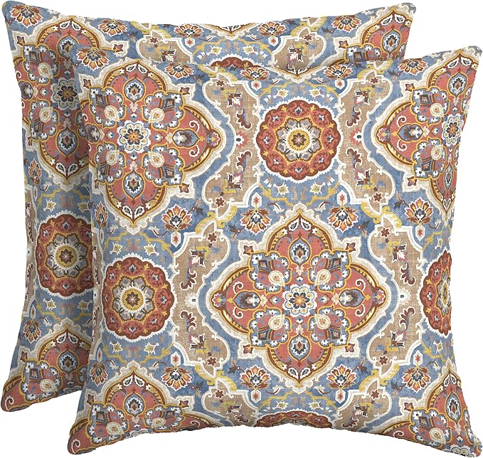 Arden Outdoor Toss Pillow, 2-Pack, 16x16, Global Medallion | Indoor/Outdoor Décor, Rain-Proof, Fade Resistant, Mold and Mildew Resistant